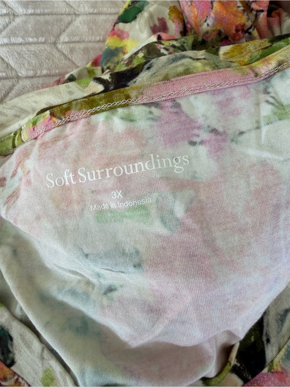 Soft Surroundings Floral Print 3/4 Sleeve Jersey Knit Maxi Dress 3X - Picture 7 of 11